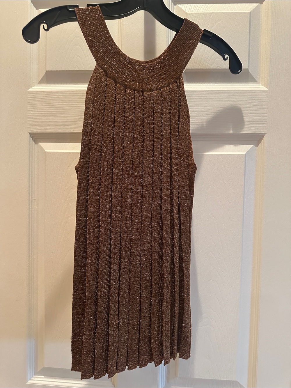 INC International Concepts Brown Ribbed Halter Tank Top
